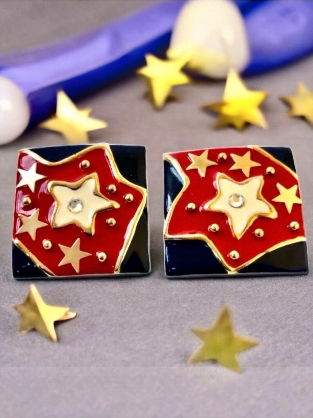 Vintage Don-Lin Enamel Clip-On Earrings